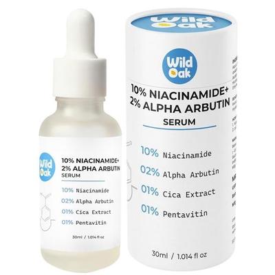WILD OAK 2% Alpha Arbutin + 10% Niacinamid Gesichtsserum | Alpha Arbutin ist wirksam bei Pigmentierung, Aknenarben & Flecken | 30 ml