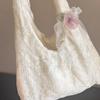 Spring and summer new small fresh lace flower canvas bag Korean gentle vacation wind large capacity shoulder tote bag