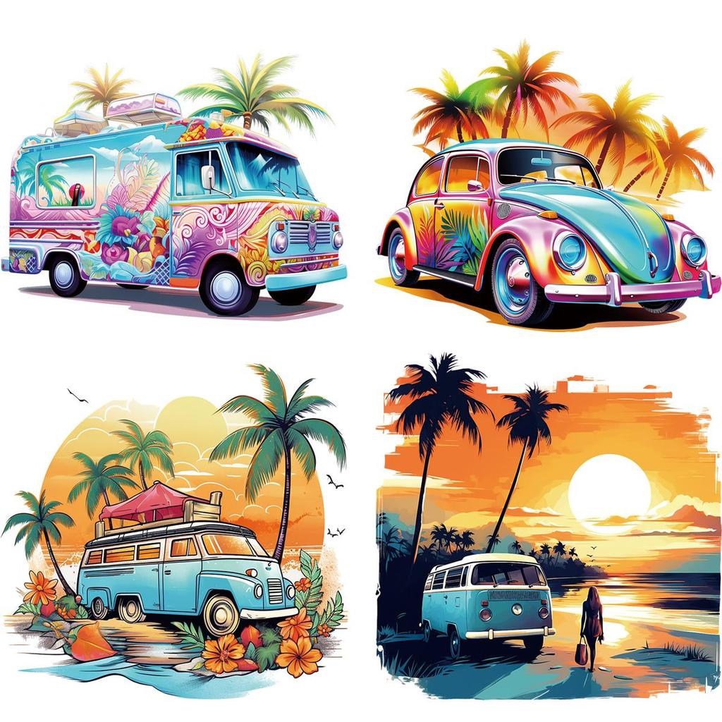 Sommer-Autos-Patches auf Kleidung Coole Sommerstimmung DIY Hut Tasche Kleidung Aufkleber Wärmeübertragung Parches Ropa Kleidung appliziert