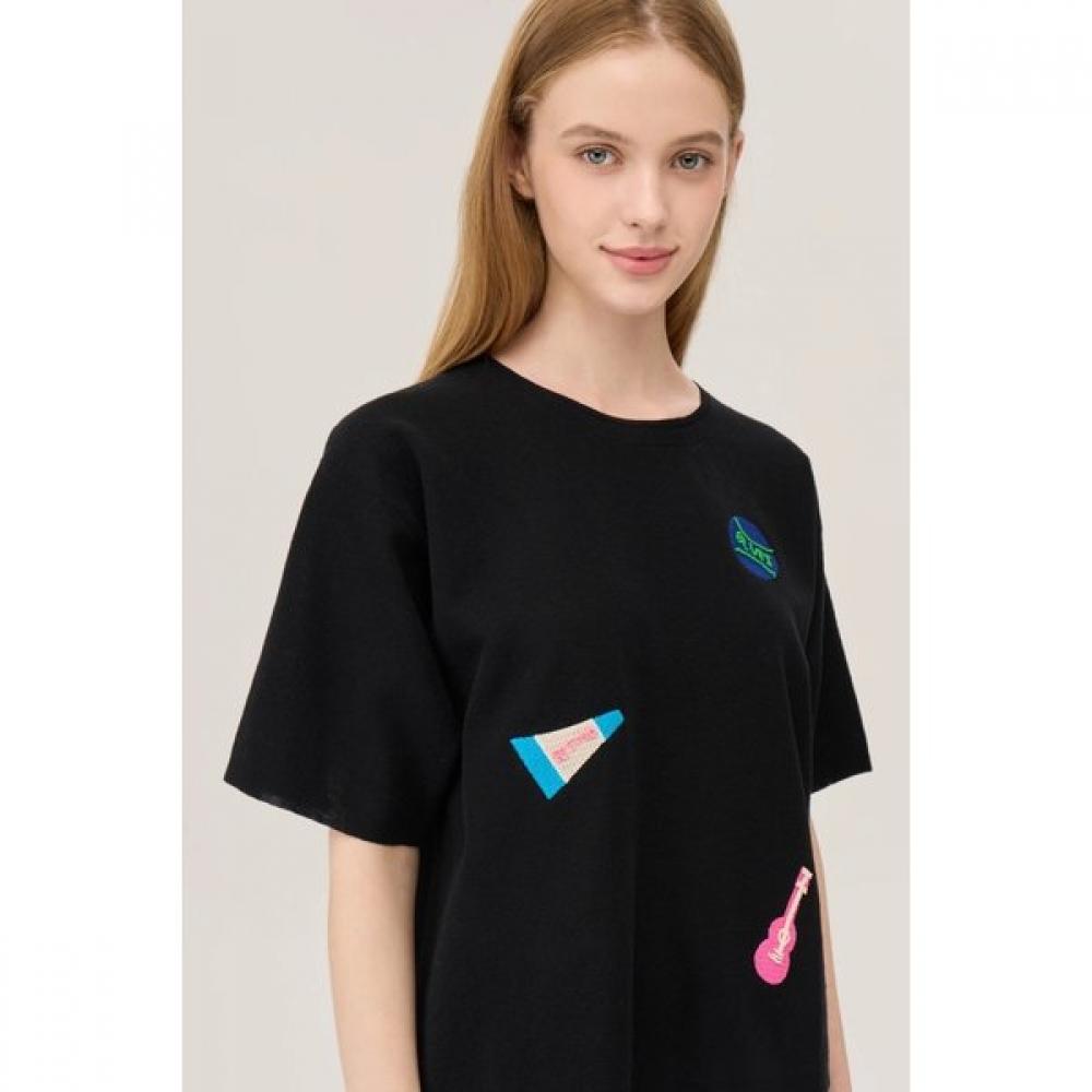 Benetton Bidding Embroidery Short Sleeve Knit Bakpe2541