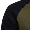 Autumn Winter Men Bottoming Top Slim Fit Raglan Sleeve Patchwork O Neck Pullover Stretchy Long Sleeves Mid Length Fitness Exercise Daily Wear Shirt