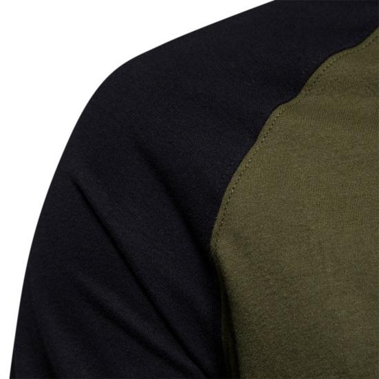 Autumn Winter Men Bottoming Top Slim Fit Raglan Sleeve Patchwork O Neck Pullover Stretchy Long Sleeves Mid Length Fitness Exercise Daily Wear Shirt