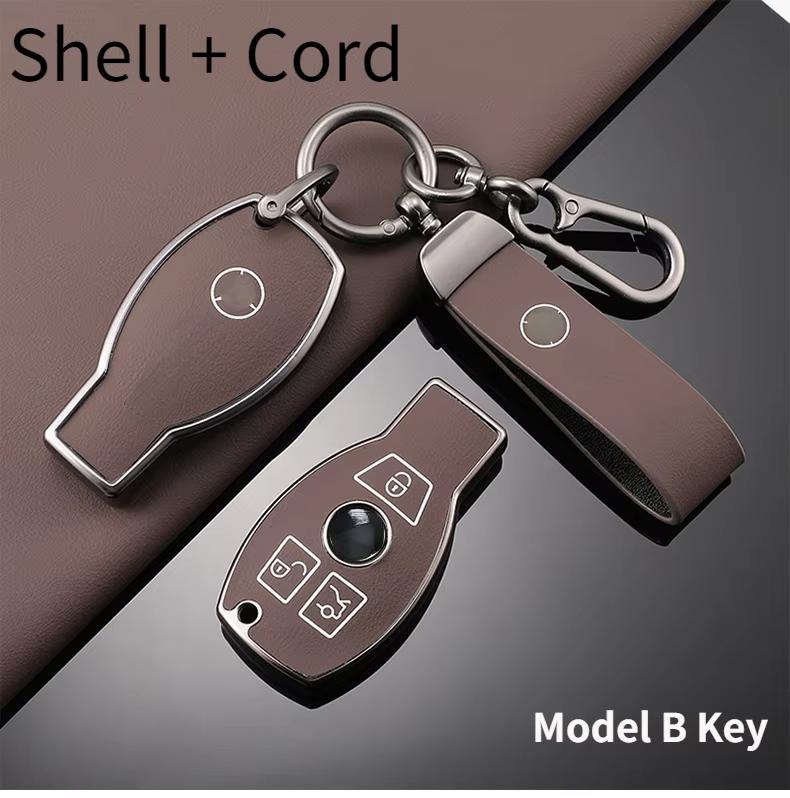 For Mercedes-Benz TPU Car Key Cover E-Class/Class E300L/C260L/A200L Car Key Decorative Leather Pattern All-Pack Protective Case