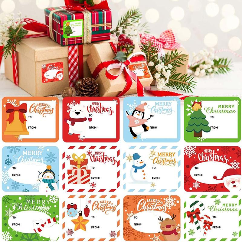 10 Sheets Christmas Tags Multiple Design Gift Sticker Name Tag With Santa Snowman Xmas Tree Reindeer Holiday Decoration Tag