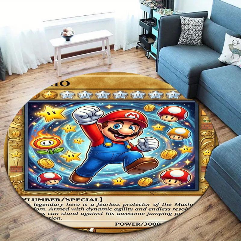 Super Mario Round Area Rug Carpet Rug For Living Room Bedroom Sofa Playroom Decor Nonslip Floor Mat