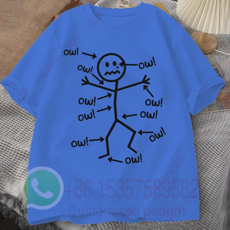 A Distressed Stick Figure Surrounded By Multiple OW Mens Tracksuit Tshirt Cotton Casual Sportswear Crew Neck Short Sleeve Tops