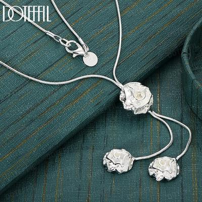925er Sterlingsilber Modische Schlangenkette mit drei Rosen Halskette Hochzeitsgeschenk Schmuck