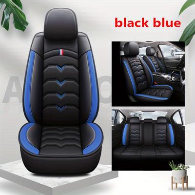 Funda de asiento de coche de cuero de cobertura total de 5 asientos, cojín de asiento de coche, ajuste universal, juego de fundas de asiento de camión, SUV, juego completo de fundas de asiento de coche