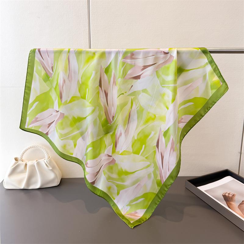 2026 Fashion Spring Summer Women 70Cm Square Scarf Silk Print Satin Beach Scarves Shawl Headband Hijab Bandana Wrap Bufanda