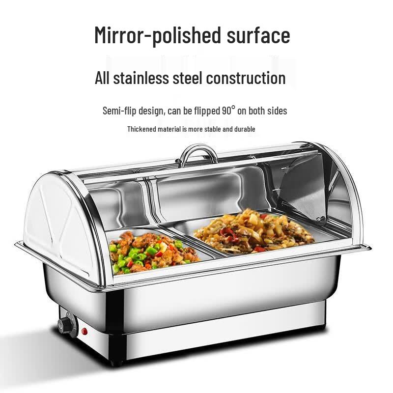 Electric Stainless Steel Food Warmer with Visible Lid