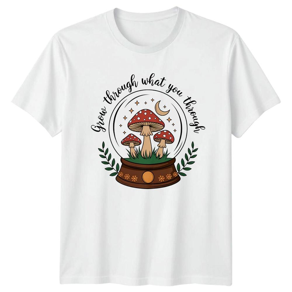 Grow Through What You Through Mushroom Celestial Boho TShirt S