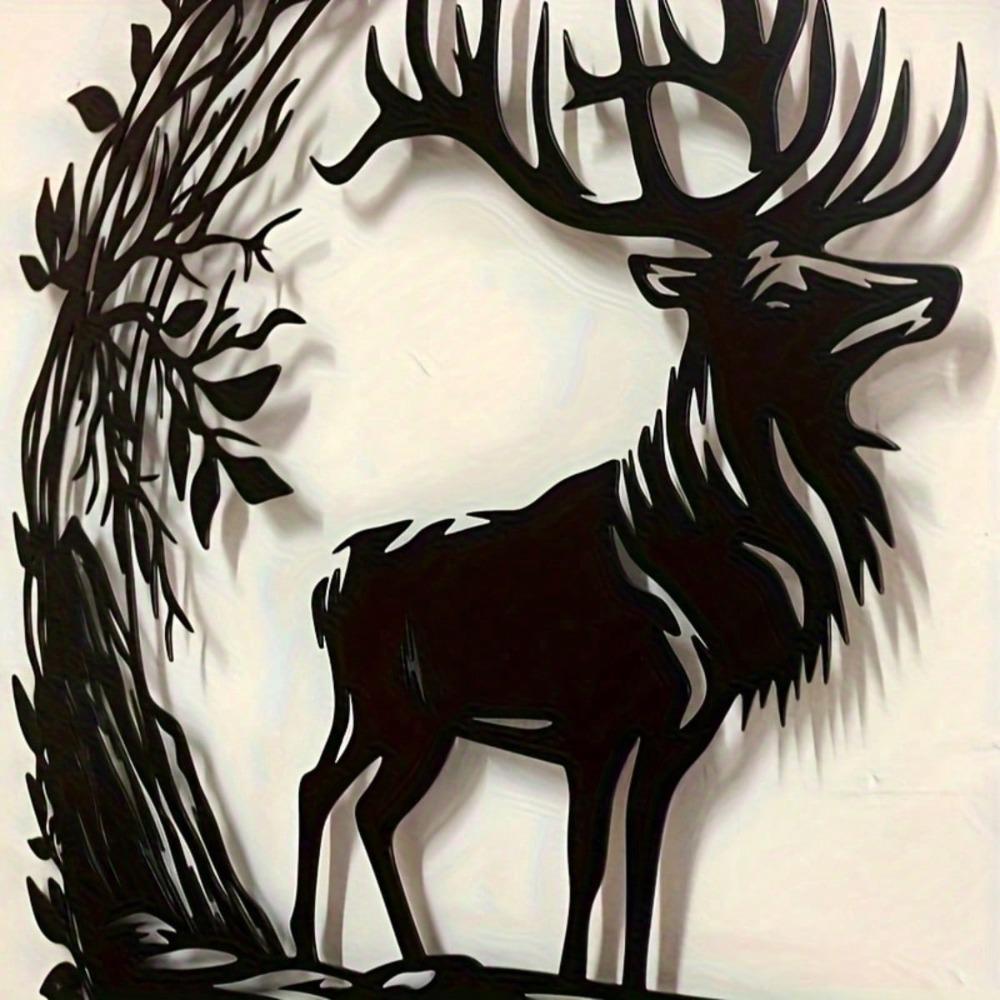 Metal Stag Wall Decor Circular Iron Frame Modern Farmhouse Living Room Wedding Gift Home Hanging Art