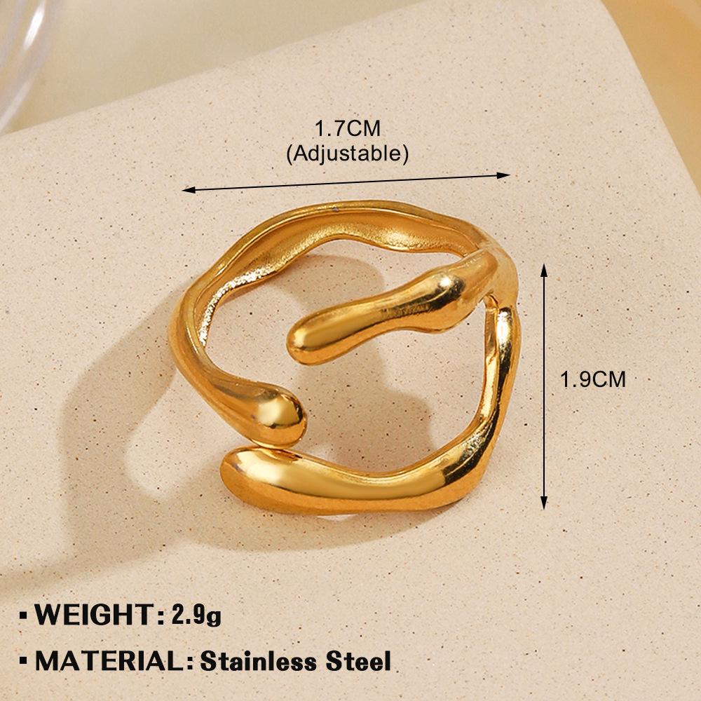 European & American Fashion Stainless Steel Heart-Shaped Geometric Ring - French Retro Style