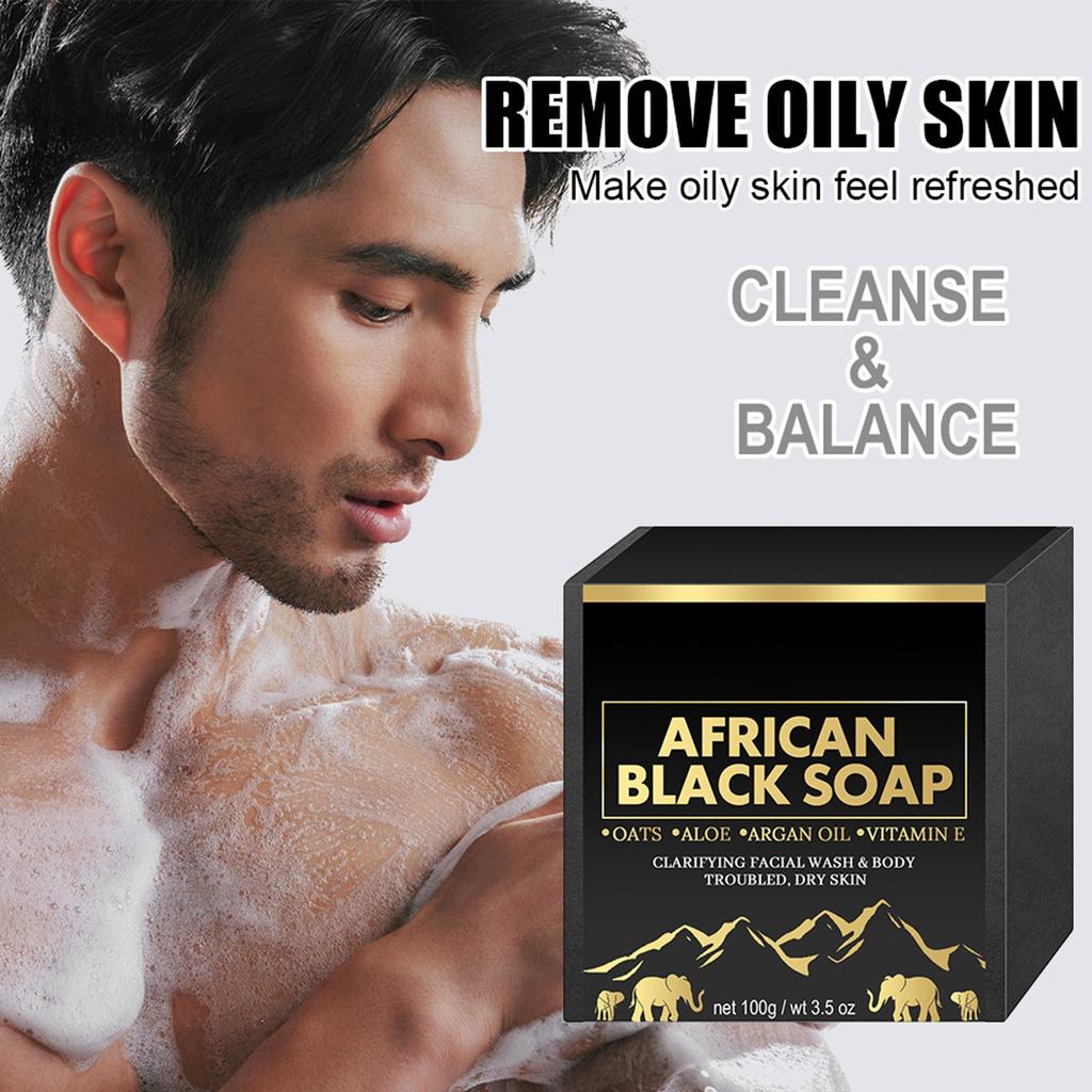 Reinigende, dekontaminierende und feuchtigkeitsspendende schwarze Seife für Männer und Frauen