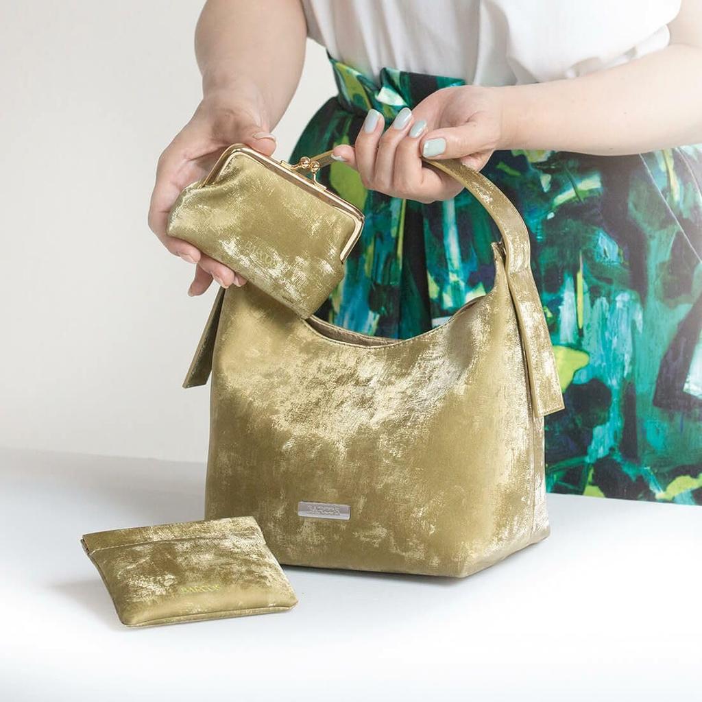 [Barcos] Silky Cowhide Leather 2-Way HandbagShoulder Bag, Small, Silver, Genuine Leather Bag with an Elegant Shine and Silky Feel