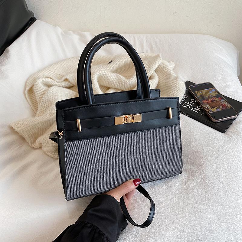 

New Women Color Block Handbag Fashion Texture Crossbody Shoulder Commuter Bag KTB чёрный