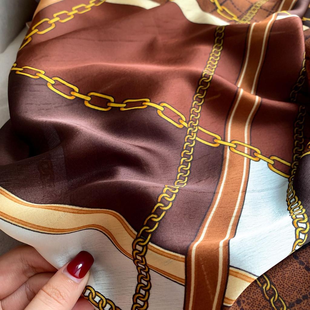 High-quality Luxurious Silk Scarves Headband Scarfs Neck Scarf For Women Chain Silk Scarf Women's Decorative Shawl