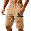 Men's Summer Casual Multi Pocket Cargo Shorts Outdoor Knee Length Work Shorts with Elastic Waistband and Zipper Pockets for Daily Use