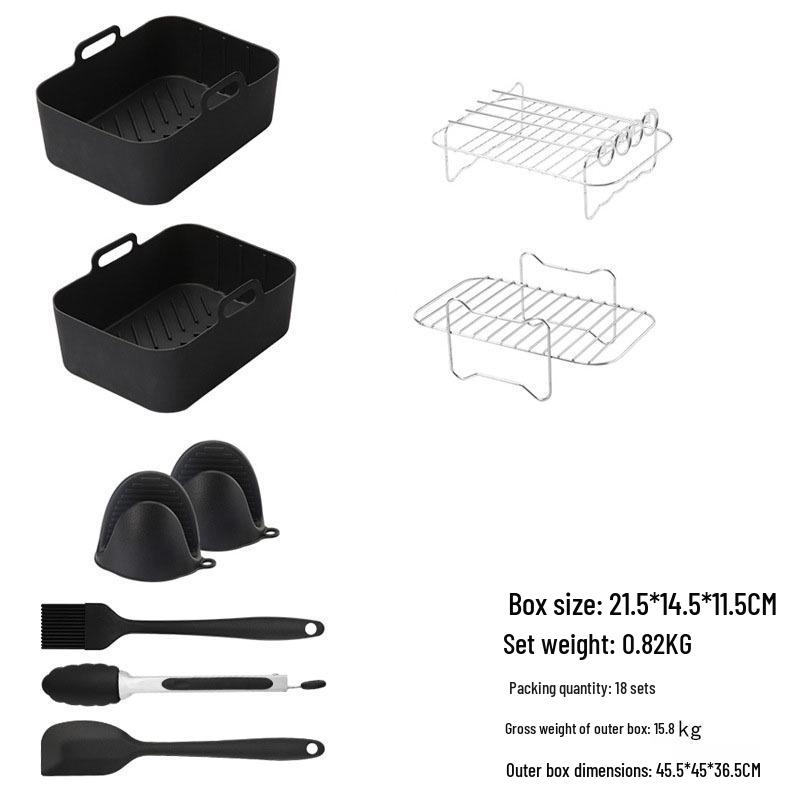 Silicone Air Fryer Accessory Set: Inner Pot Tray, Baking Rack, Steaming Rack, Baking Pan