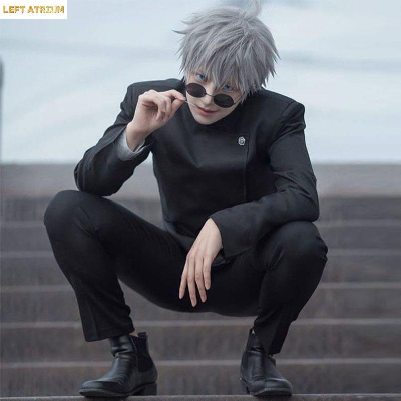 Jujutsu JJK Lycée Gojo Satoru Costume Cosplay Pour Hommes Femmes Chemise Pantalon Perruque Halloween Uniforme Ensembles Complets
