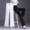 Korean Casual Women Black Bell Bottom Pants New Style High Waist Loose Micro Flare Trousers Large Size Versatile