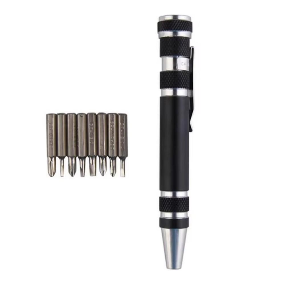 8-in-1 Tragbarer Aluminiumlegierung Schraubendreher Stift-Tasche Mini Schraubendreher Stift Reparatur Handwerkzeuge Set - Wechselbare Bits für einfache Reparaturen & Demontage