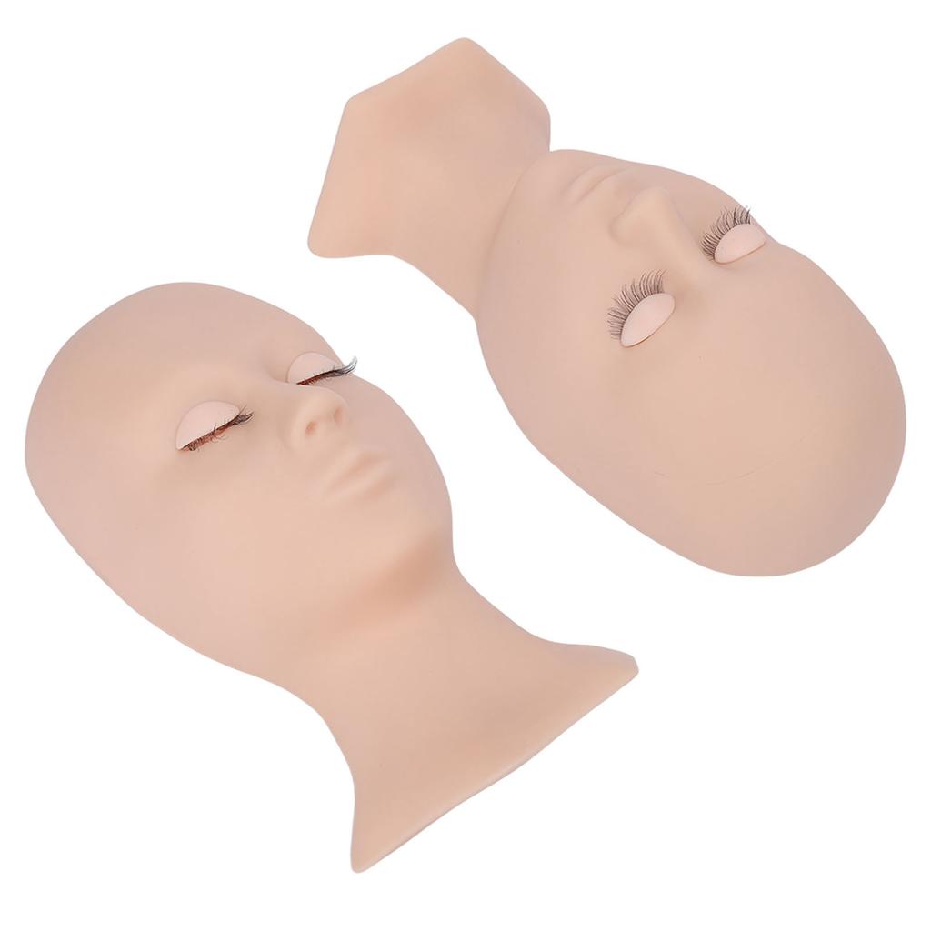 Eyelash Mannequin Head High Simulation Elastic Washable Soft Silicone Makeup Practice Mannequin Head Single Eyelid Pink