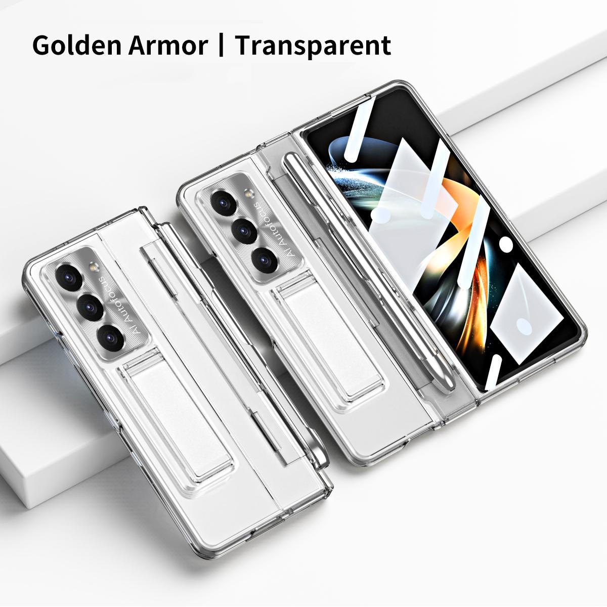 

RENGZ Чехол для Samsung Galaxy Z Fold 7 6 5 4 с держателем для стилуса, подставкой, защитной пленкой для экрана из стекла и защитной крышкой шарнира For Galaxy Z Fold 7