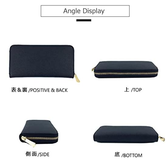 [LIKEHOUSE] Women's Long Wallet with a Sleek Round Zipper, Made of Genuine Cowhide Leather