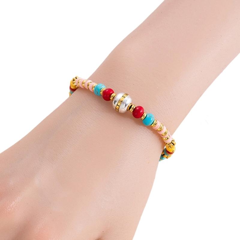 Nepalese Handwoven Tibetan Style Adjustable Bracelet Featuring Alloy Beads And Natural Turquoise Stone For Cultural Fashion Accessories