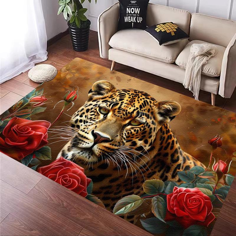 Rose leopard print carpet African cheetah room decoration Large Area Rugs Living Sofa Doormat Non Slip Hallway Balcony Floor Mat
