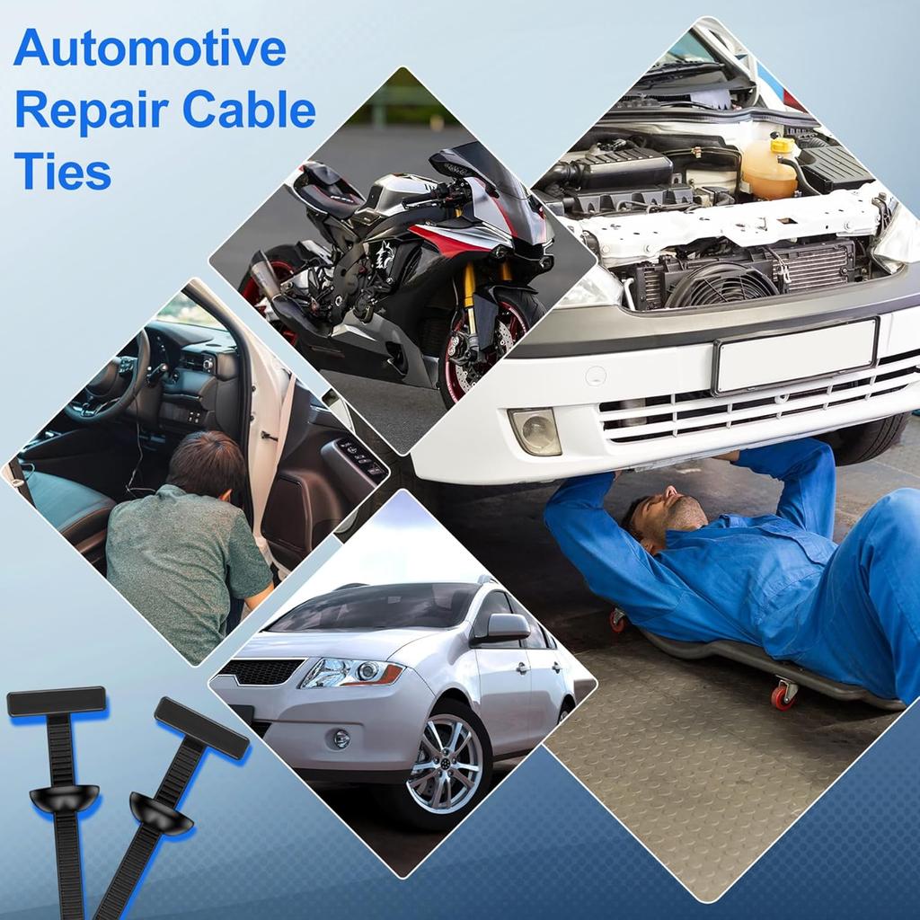 100pcs Universal Cable Tie Buckle for Car Bumper Fender Repair - Self-Locking Zip Tie Clips Automotive Fasteners PA6 Nylon - Quick Fix Loose Bumper