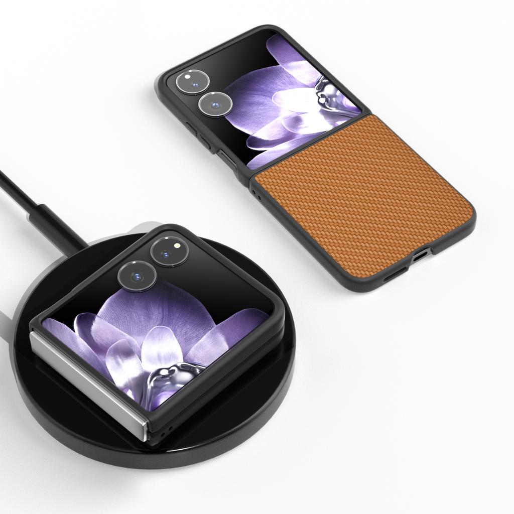 For Xiaomi Mix Flip 5G Case Carbon Fiber Texture PU+PC Phone Cover