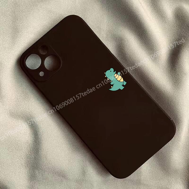 Süßes Cartoon-Dinosaurier-Paar Handyhülle für iPhone 16 15 14 11 12 13 Pro Max Mini 16E 17 Pro Minimalistische Silikonhülle für Liebende