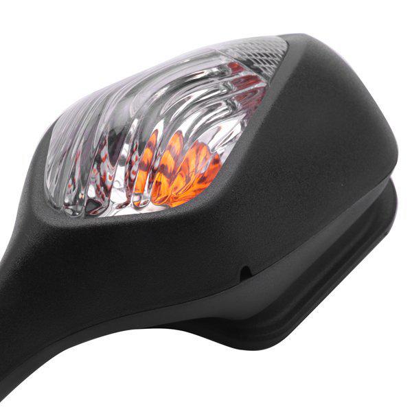 Black Aluminum Motorcycle Side Mirrors with Lights - 1 Pair, Suitable for Various Models