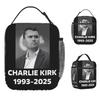 Charlie Kirk Lunch Bag Fashion Lunch Box Office Portable Thermal Tote Handbags For Unisex Oxford Print Cooler Bag
