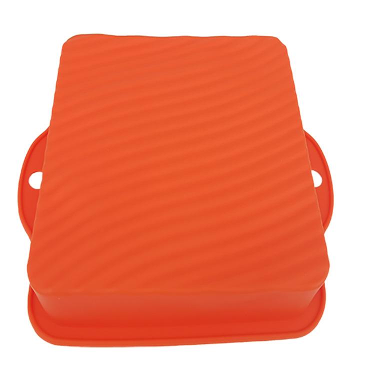 Fyrkantig Enfärgad Silikon Toastform med Vågmönster på Botten Bröd Kakform Mikrovågsugnsbricka