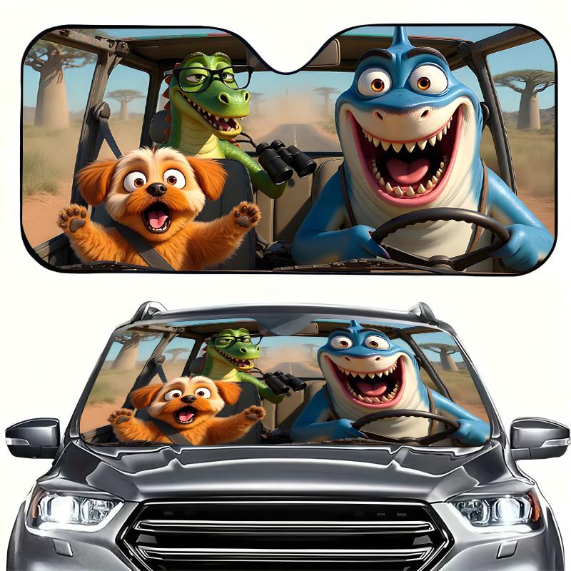 1Pcs Playful Design Sun Shade For Car Windshield, With 4 Free Suction Cups, Easy Installation