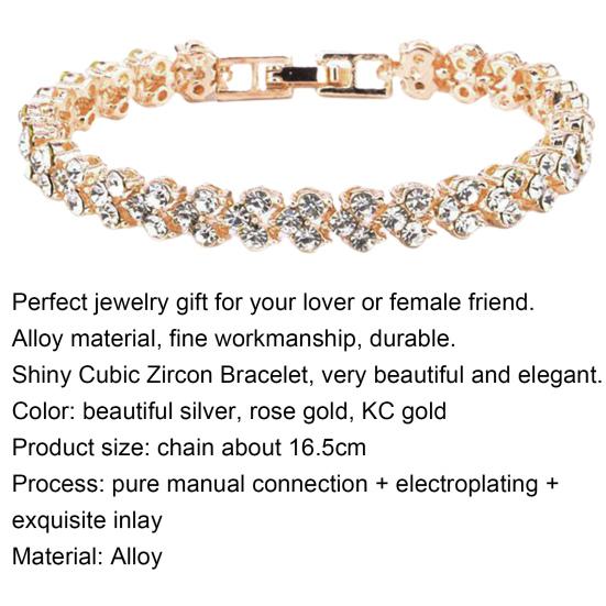 Chain Cubic Elegant Woman Zircon Rhinestone Inlaid Bangle for Daily Wear