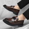Spring Autumn Slip-On Loafers for Men Soft Soled Business Men Dress Shoes British Solid Color Designer Leather Shoe Male