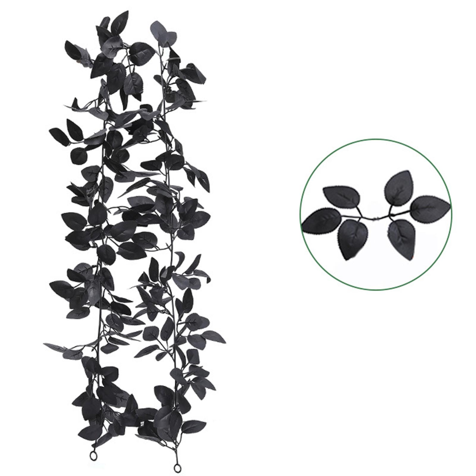 Artificial Black Rose Vine For Halloween Decor Vintage Faux Flowers Decor Red Berries Plant Garland For Outdoor Home Wall Decor