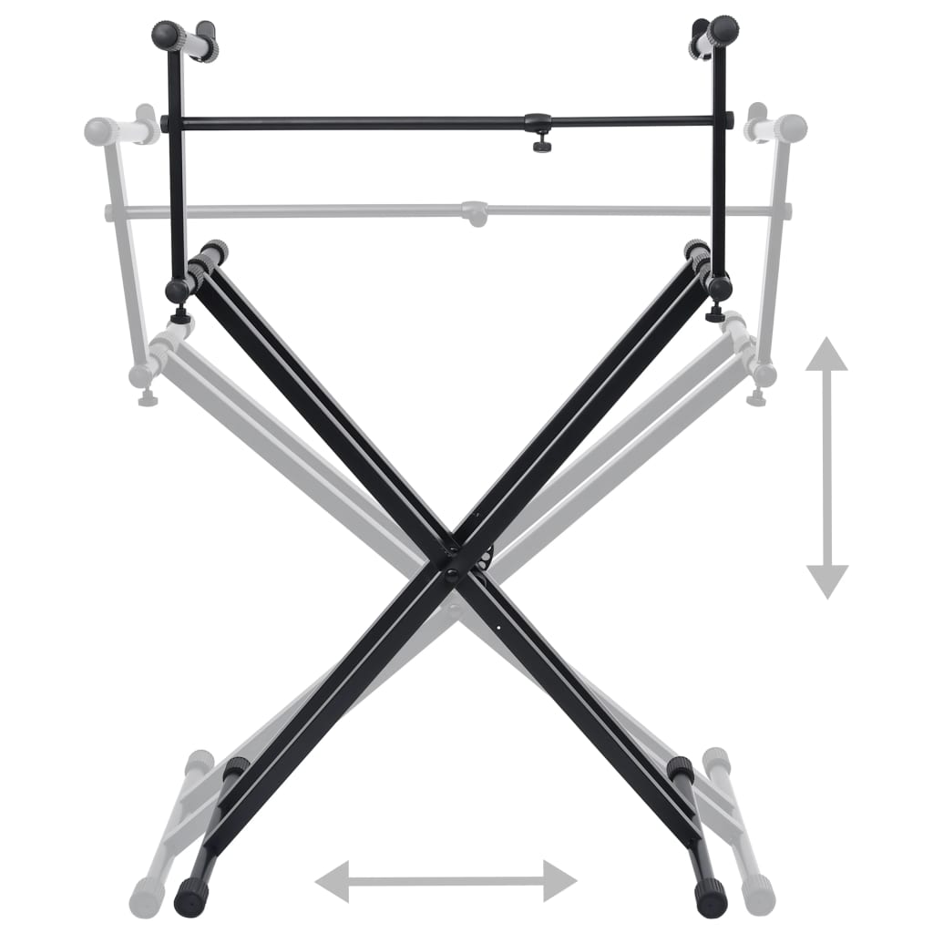 Double Braced Keyboard Stand with X Frame Black