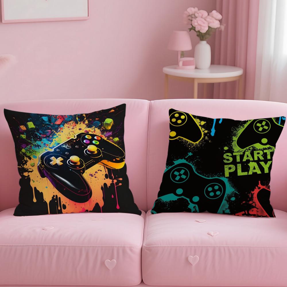 Hot Colorful Game Gamepad Pillow Case Soft Plush Fabric Double-Sided Printed Cushion Cover Warm Winter Sofa Pillow Case