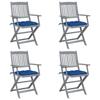Day and Night - Day and Night Folding Garden Chairs 4 Pcs Cushions Solid Acacia Wood