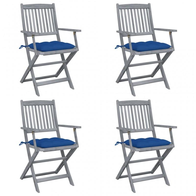 Day and Night - Day and Night Folding Garden Chairs 4 Pcs Cushions Solid Acacia Wood