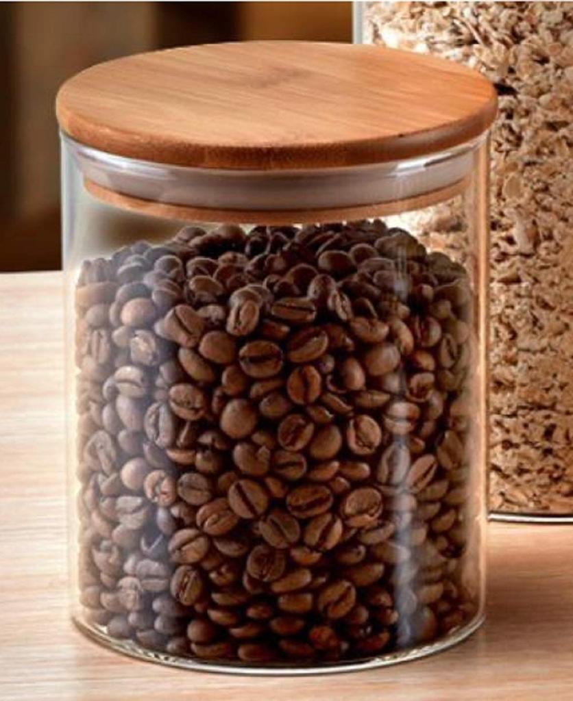 Morning Place Glass Condiment Jar with Bamboo Seasoning Bottle Sugar Condiment Pot for Kitchen of Lid, Set, Salt, Pepper, Shakers, (Set 6)