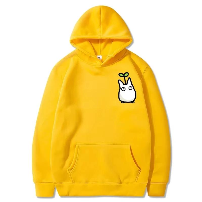 A trendy 2D hooded sweatshirt featuring the Japanese anime Totoro Studio Ghibli pattern print for men in the autumn of 2025