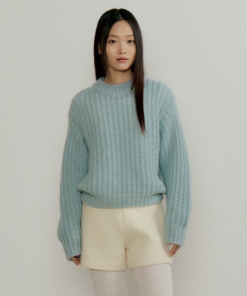 Lingseoul Kid Mohair Half Neck Knit-Sky Blue