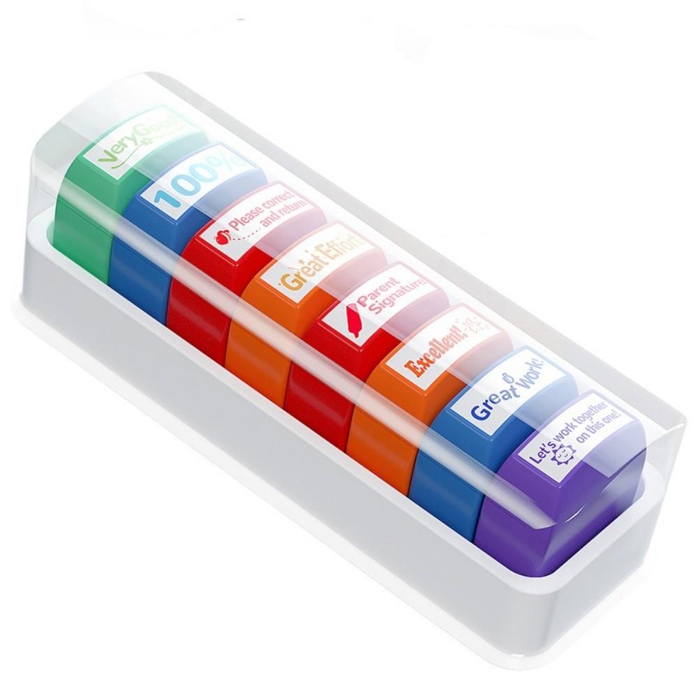 5/8Pcs Creative Auto-Refilling Stamp Colorful Teacher's Comment Stamp  Homework Evaluation