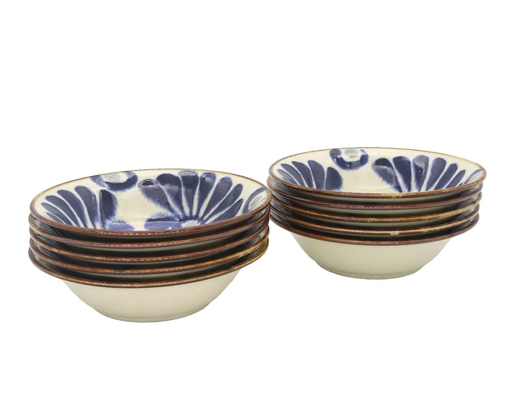 Castle Enterprise [Salad Bowl 17.5cm A Set of 10] Mino Ware Yachimun Style Tropical Okinawa Tableware